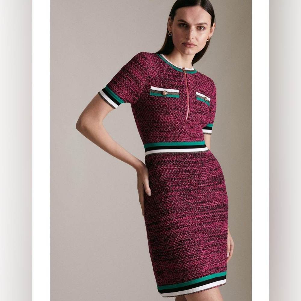 Karen Millen Pink and Green Mini Dress